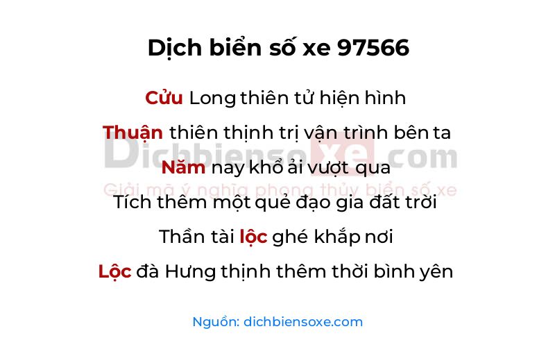 Dịch thơ biển số 97566