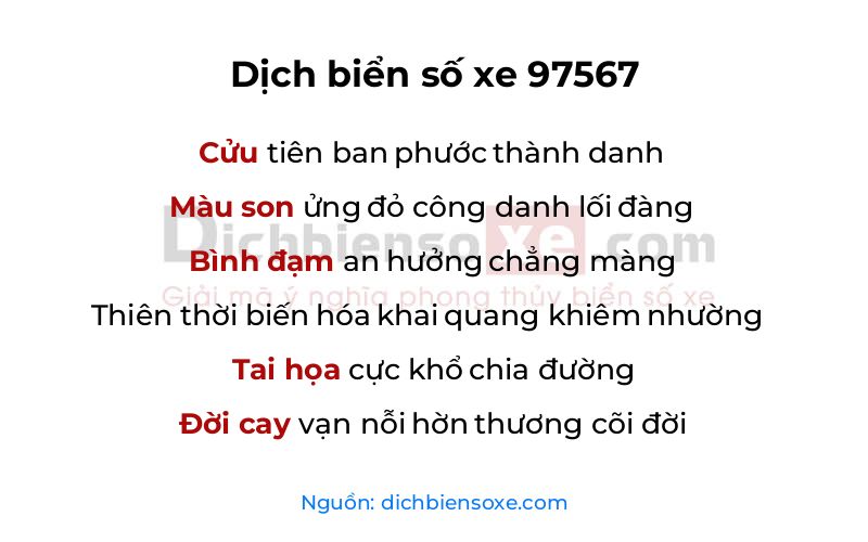 Dịch thơ biển số 97567