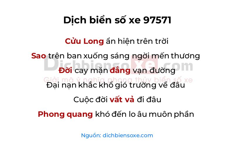 Dịch thơ biển số 97571