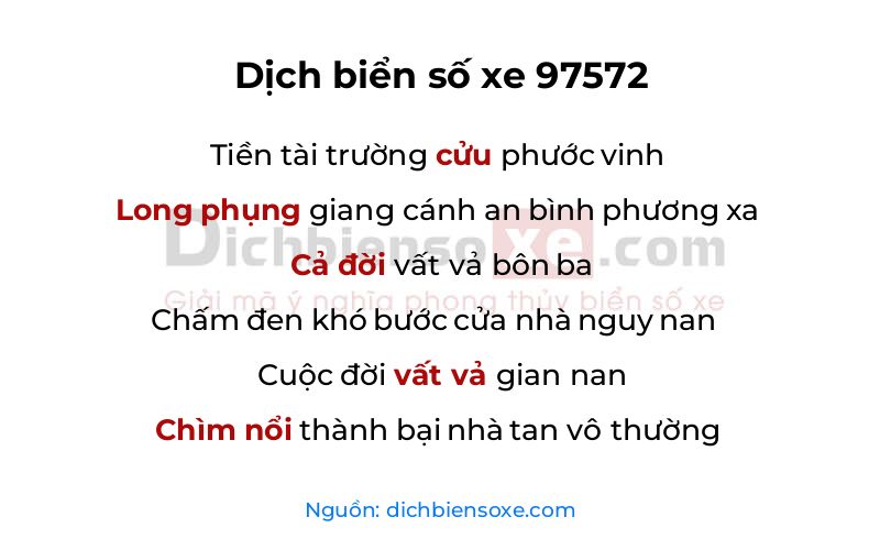 Dịch thơ biển số 97572
