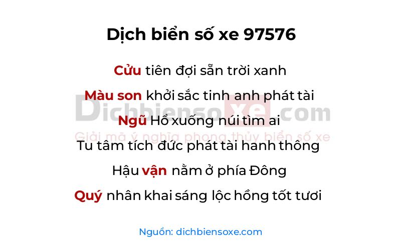 Dịch thơ biển số 97576