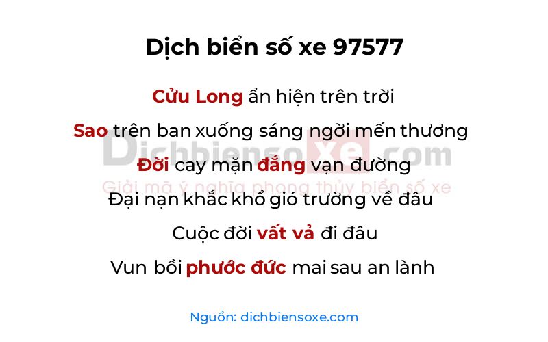 Dịch thơ biển số 97577