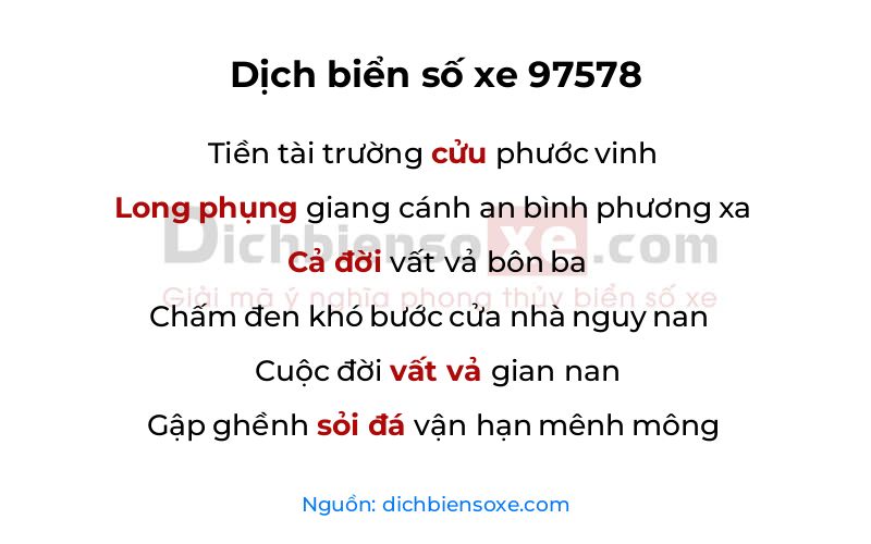 Dịch thơ biển số 97578