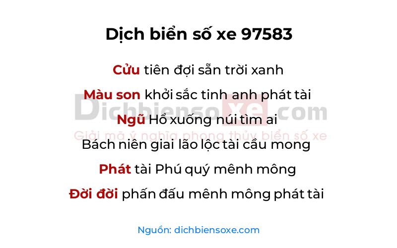 Dịch thơ biển số 97583