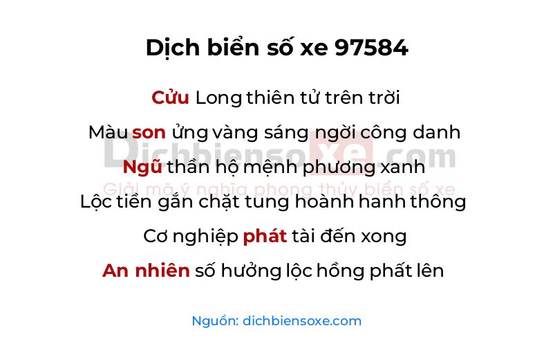 Dịch thơ biển số 97584