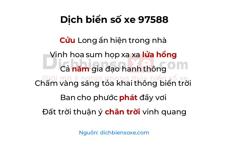 Dịch thơ biển số 97588