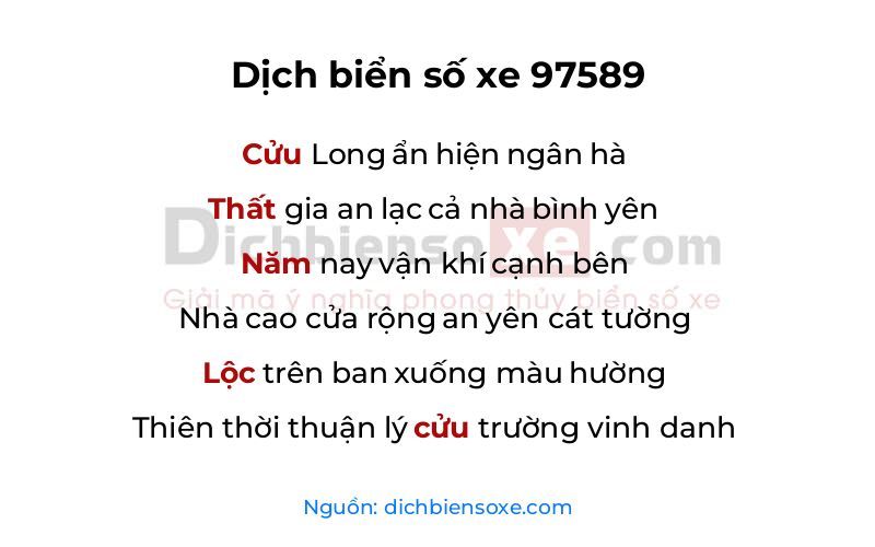 Dịch thơ biển số 97589