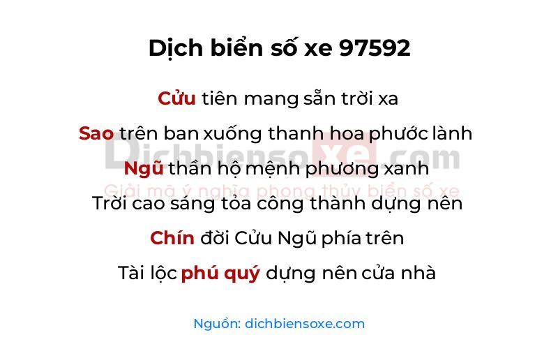 Dịch thơ biển số 97592