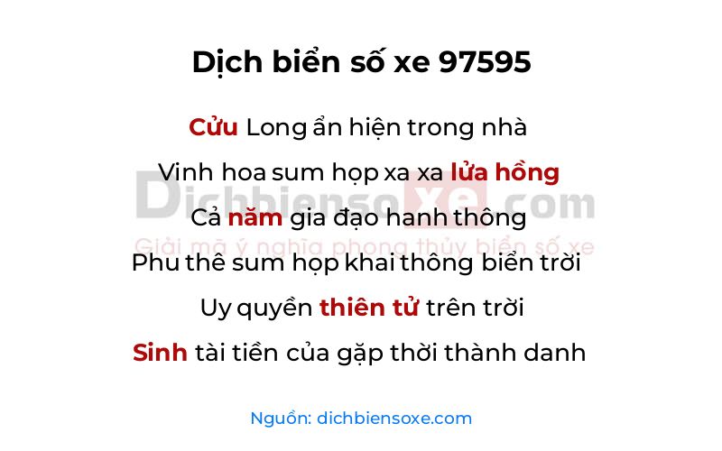 Dịch thơ biển số 97595