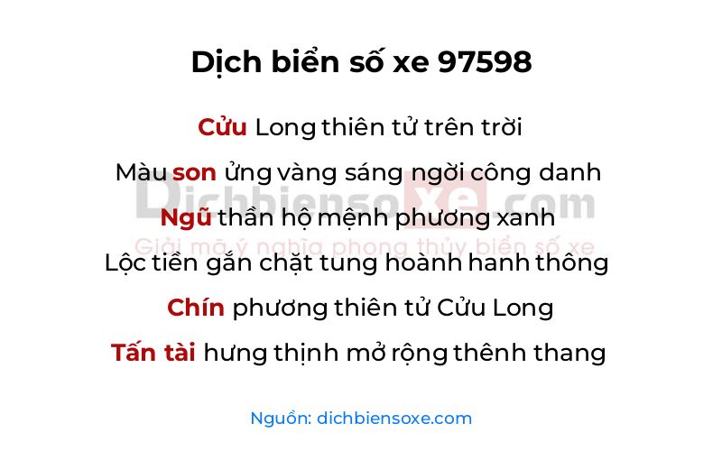 Dịch thơ biển số 97598