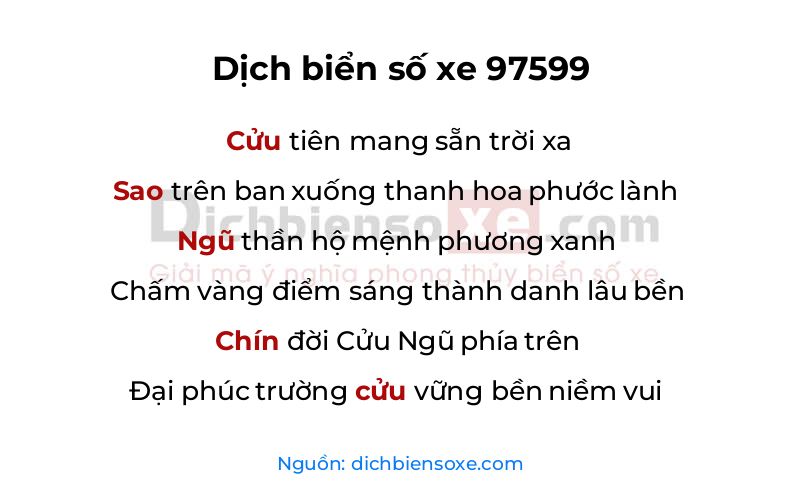 Dịch thơ biển số 97599
