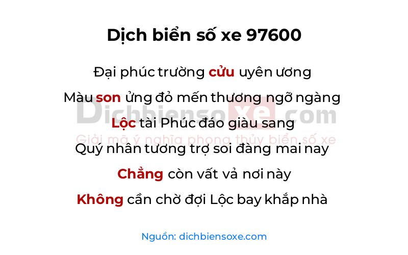 Dịch thơ biển số 97600