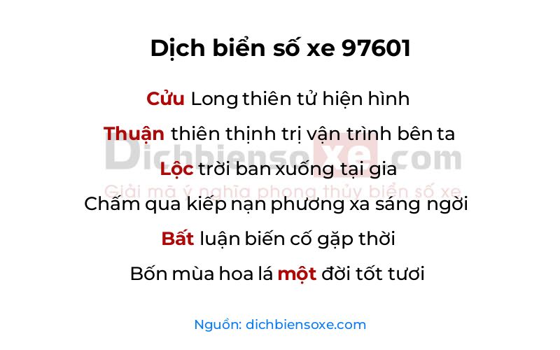 Dịch thơ biển số 97601