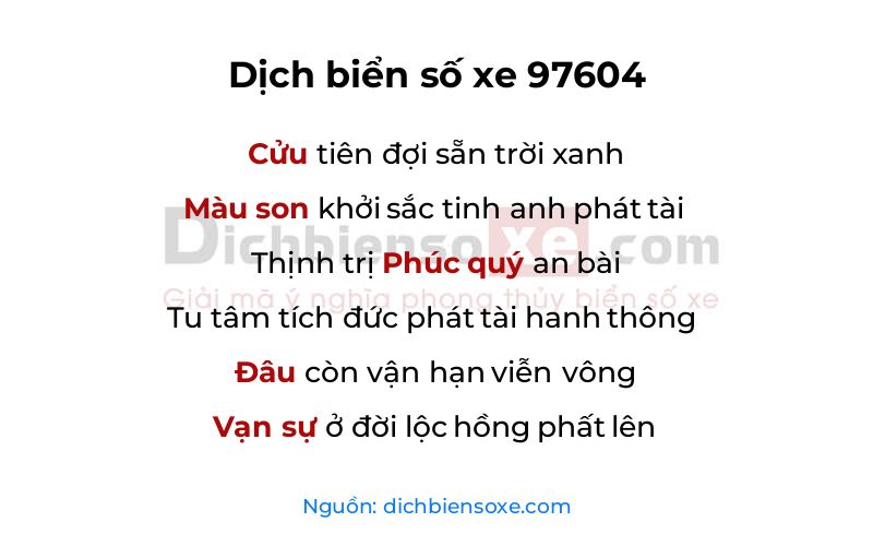Dịch thơ biển số 97604