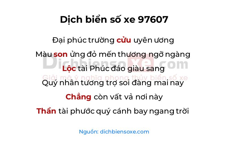 Dịch thơ biển số 97607