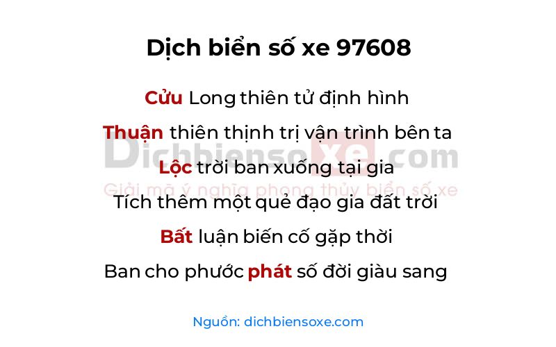 Dịch thơ biển số 97608