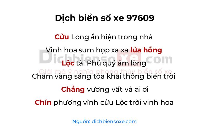 Dịch thơ biển số 97609