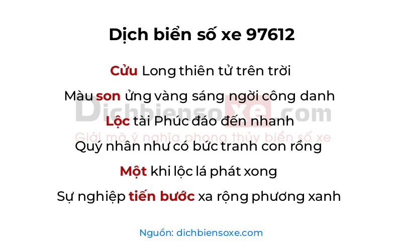 Dịch thơ biển số 97612