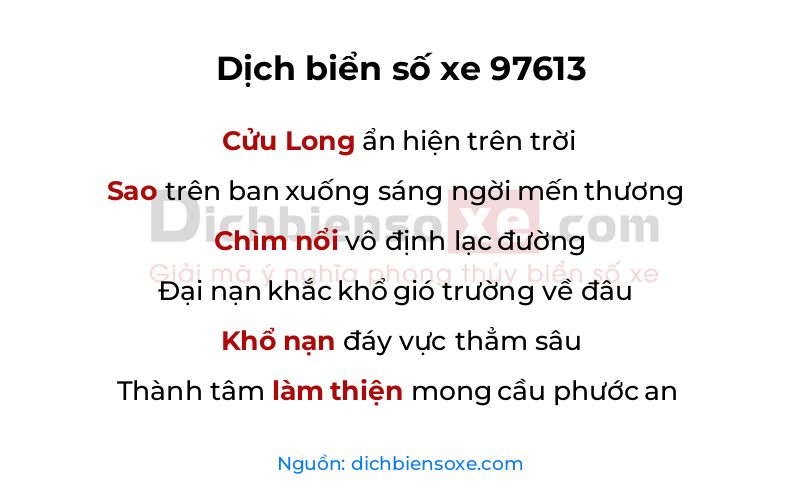 Dịch thơ biển số 97613