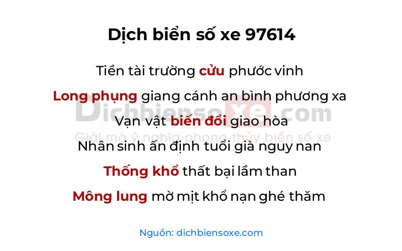 Dịch thơ biển số 97614