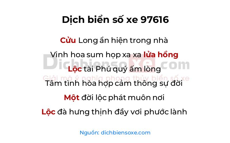 Dịch thơ biển số 97616