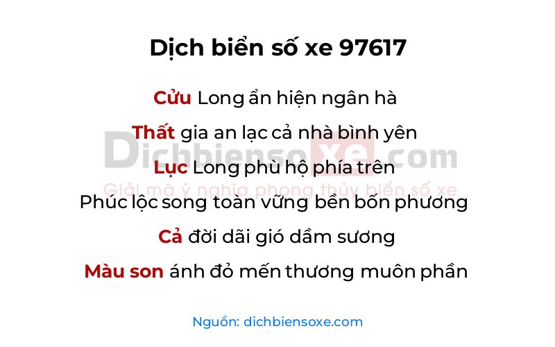 Dịch thơ biển số 97617