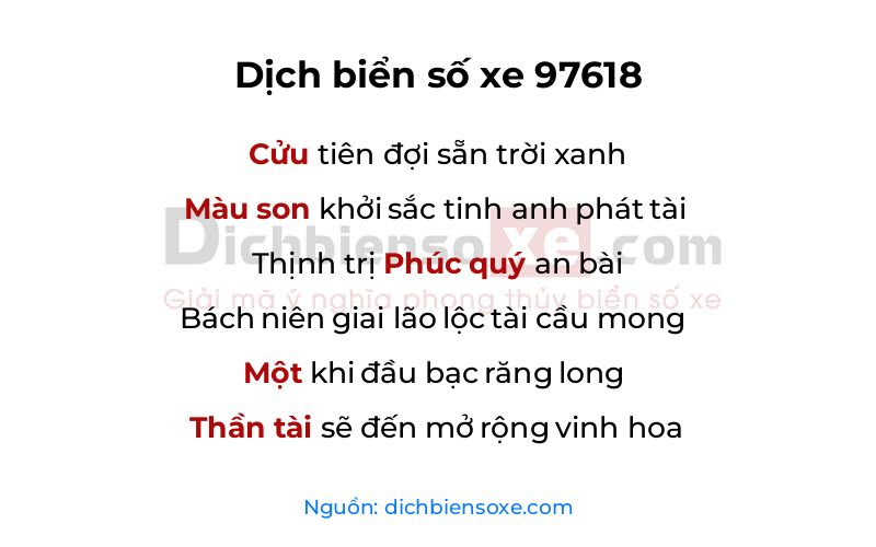 Dịch thơ biển số 97618