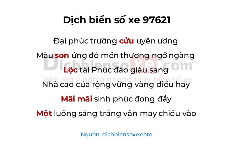 Dịch thơ biển số 97621