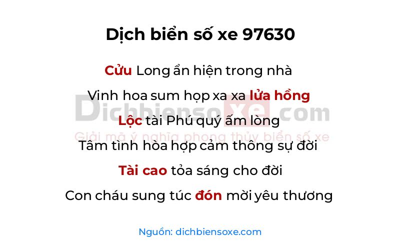 Dịch thơ biển số 97630