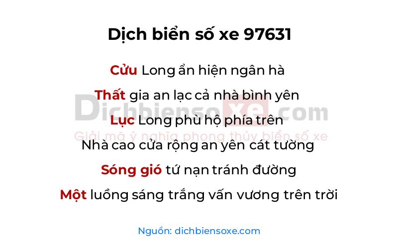 Dịch thơ biển số 97631