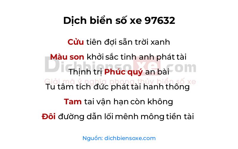 Dịch thơ biển số 97632
