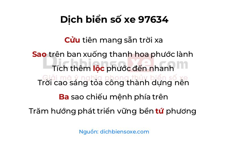 Dịch thơ biển số 97634