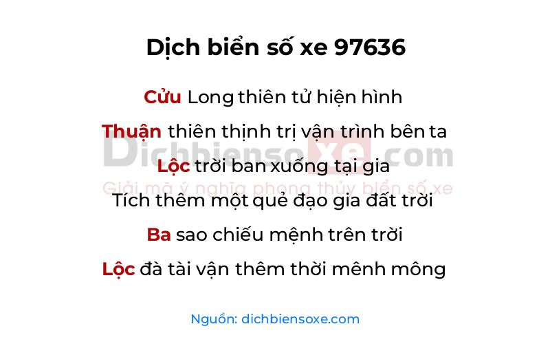 Dịch thơ biển số 97636
