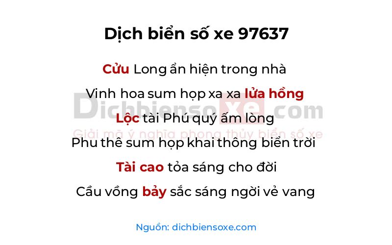 Dịch thơ biển số 97637