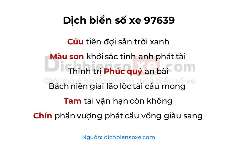 Dịch thơ biển số 97639