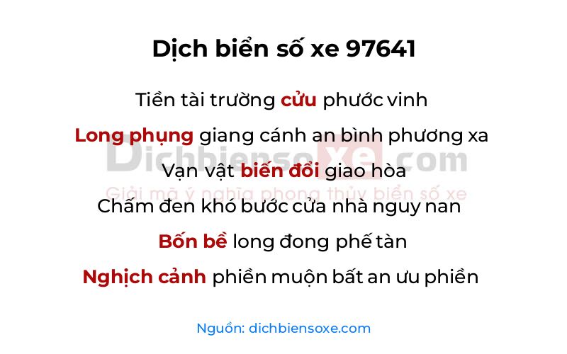 Dịch thơ biển số 97641