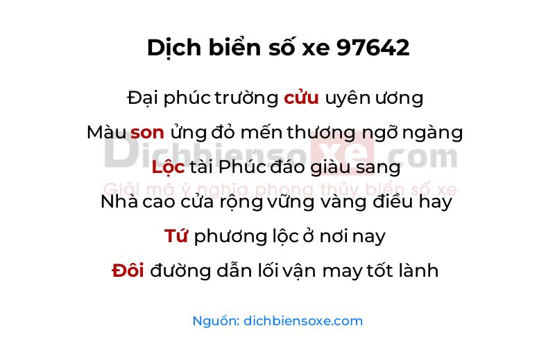 Dịch thơ biển số 97642