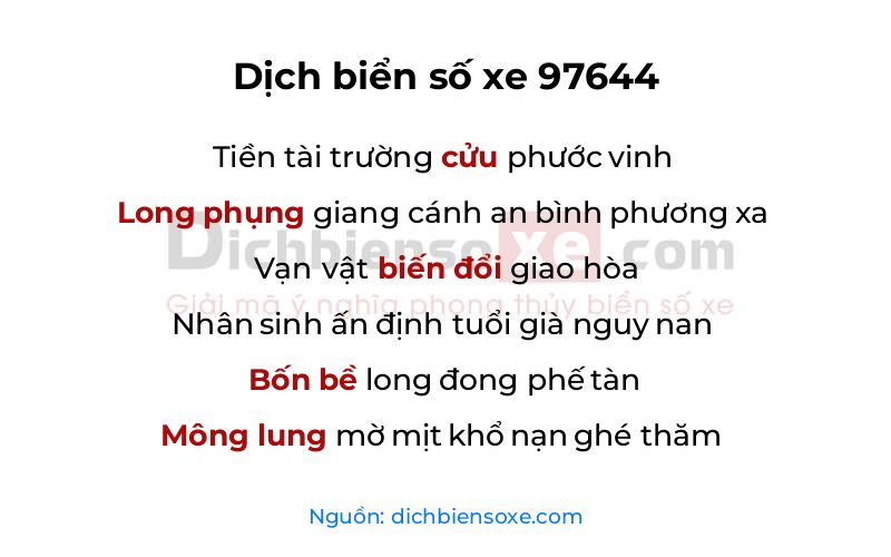 Dịch thơ biển số 97644