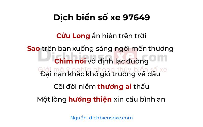 Dịch thơ biển số 97649