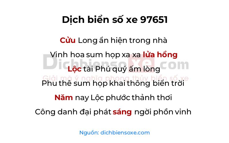 Dịch thơ biển số 97651
