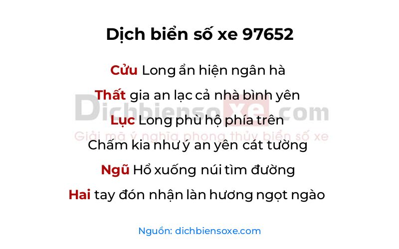 Dịch thơ biển số 97652