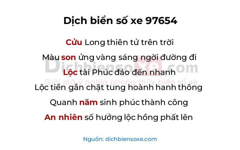 Dịch thơ biển số 97654