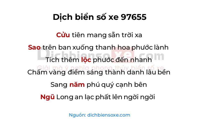Dịch thơ biển số 97655