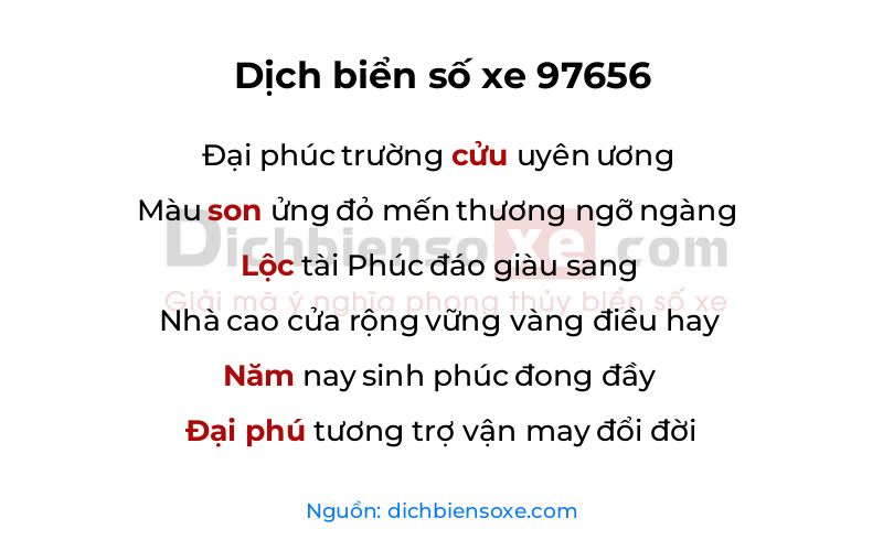 Dịch thơ biển số 97656