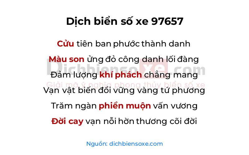 Dịch thơ biển số 97657