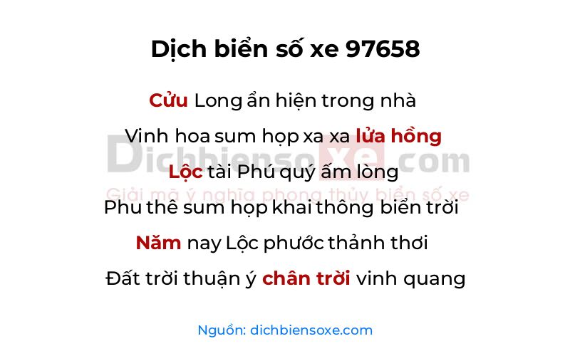 Dịch thơ biển số 97658