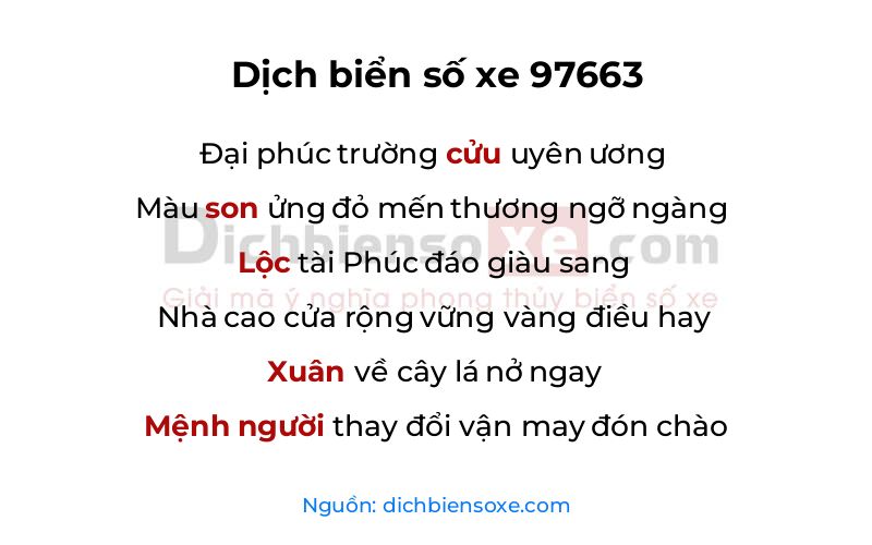 Dịch thơ biển số 97663