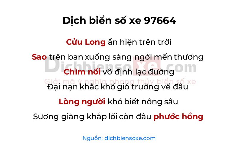 Dịch thơ biển số 97664