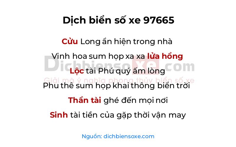 Dịch thơ biển số 97665
