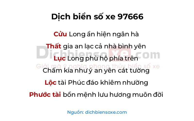 Dịch thơ biển số 97666